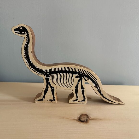 Dinosaur Skeleton Fossil Wooden Shelf Decoration - Picture 1 of 7